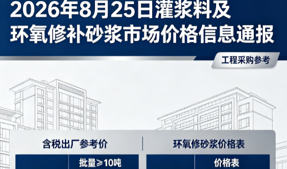 辛集2026年8月25日灌浆料及环氧修补砂浆市场价格信息通报